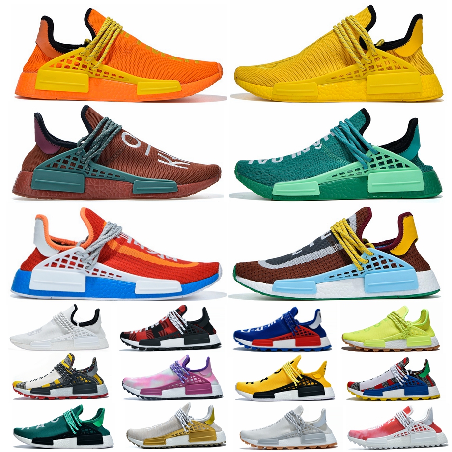 

Pharrell Williams Human Races Men Women Running Shoes Blue Nerd BBC Black Red Green Heart Mind Sports Outdoor Sneakers, 22