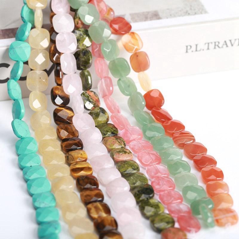 

Other High Quality 12mm Natural Stone Faceted Square Shape Necklace Bracelet Jewelry DIY Gems Loose Beads 17Pcs Wk13