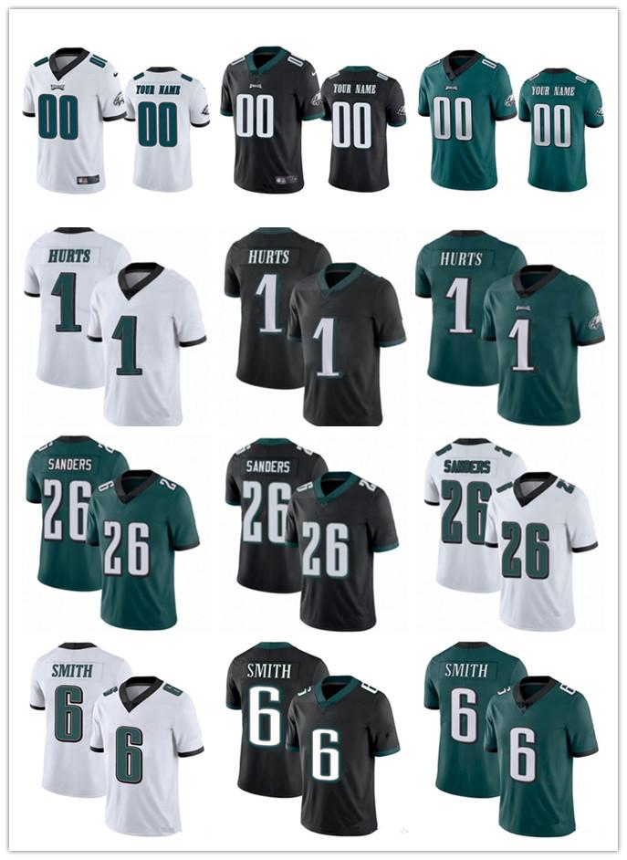 

Custom Men PhiladelphiaEagles91 Fletcher Cox 6 DeVonta Smith 1 Jalen Hurts 62 Jason Kelce 26 Miles Sanders Football Jerseys, Color