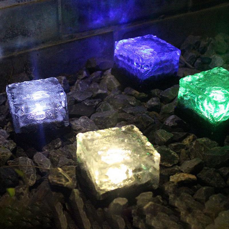 

Solar Lamps Outdoor Floor Tile Light Ice Flower Lamp Glass Buried LED Decorative For Garden Yard El
