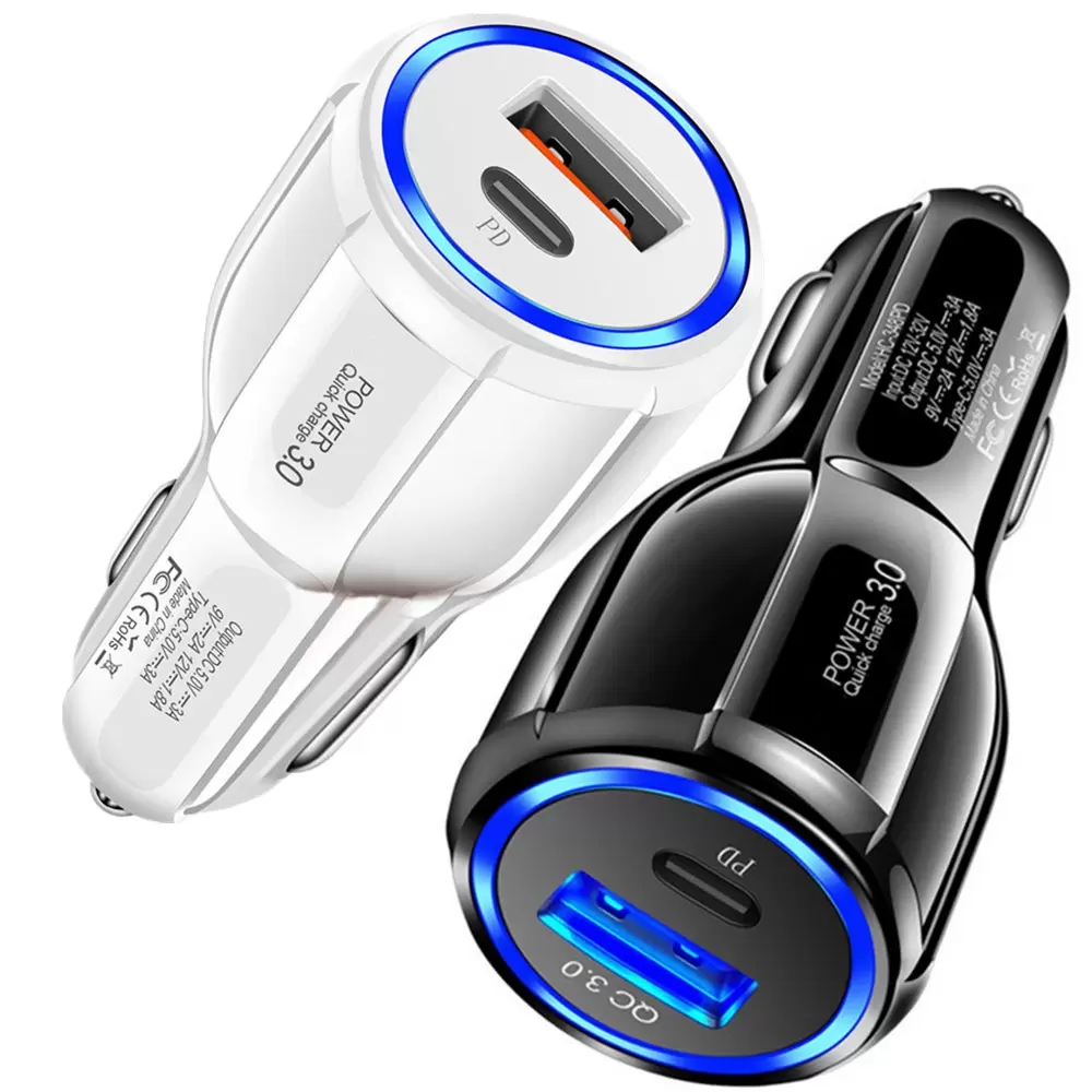 

5V 3A Fast Quick Chargers USb-C Type c QC3.0 Car Charger Auto Power Adapters For IPhone 13 12 11 Pro Max Samsung S20 S21 S22 Htc Android Phone