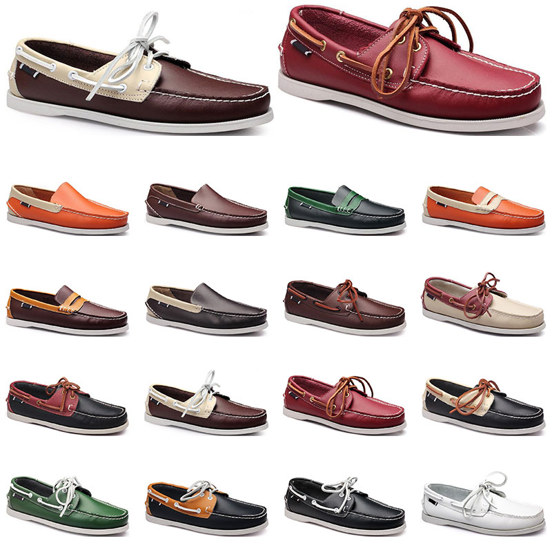 

180 Womens sneakers Sailing shoe mens casual leather shoes black white red green orange brown outdoor trainers size 38-45, 14