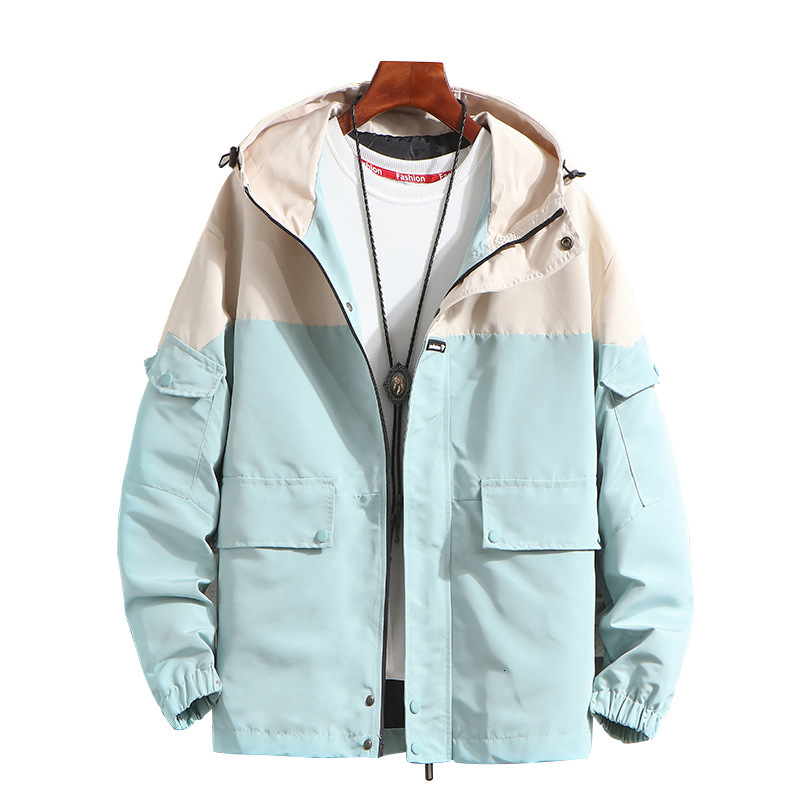 

2021 New Casual Basic Jacket Coat Hooded Autumn Spring Safari Fashion Multi-pockets Jackets Coats Man Clothes Mens Windbreaker Outerwear U2a, Green
