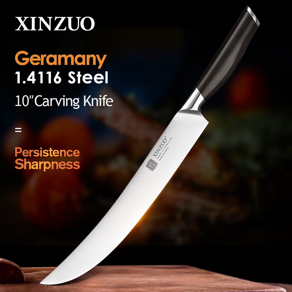 

XINZUO Pro 10 inch Carving Fork and Carving Knife Set Germany 1.4116 Stainess Stee Kitchen Accessories with Ebony Hande