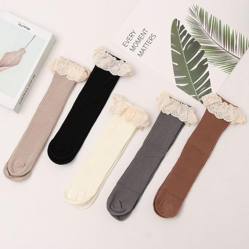 

Socks Girl Warm Cotton Spring/Autumn Children's Knee Kids Dance Long Tube, Black