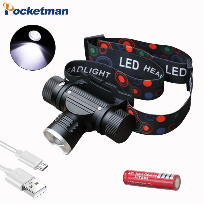 

Powerful T6 LED Headlight Super Bright Headlamp USB Charging 18650 Camping Hunting Frontal Head Lantern Torch Lamp
