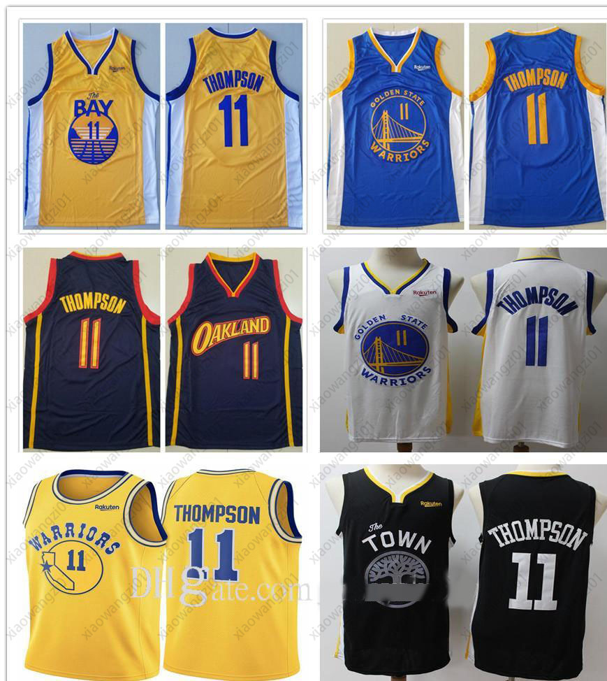 

Top Quality Men Klay 11 Thompson Jerseys 2021 New City Yellow Navy Blue White Basketball College Shirts Fast Shipping Breathable Size S-2XL, Black;red