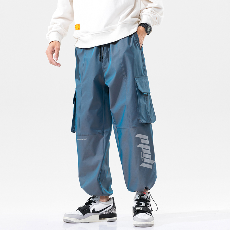 

2021 New Hip Hop Army Green Joggers Sweatpants Overalls Men Ribbons Streetwear Pants Women Fashions Trousers MYPK, Black