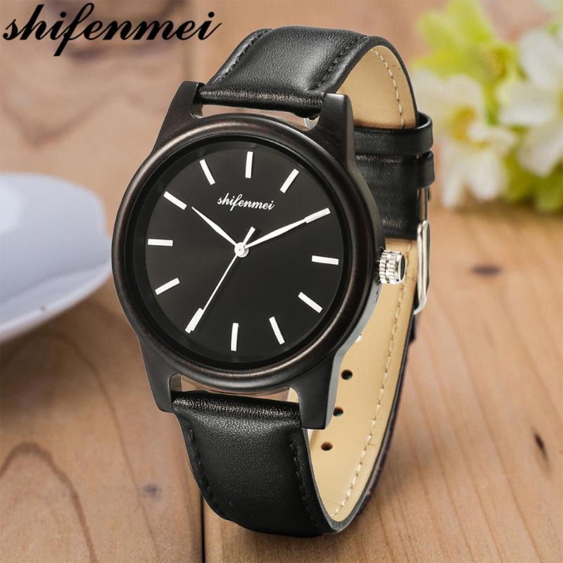 

Wristwatches Shifenmei 2021 Men's Watch Man Wood In Quartz Watches Fashion Casual Sport Male Wristwatch Relogio Feminino, Black
