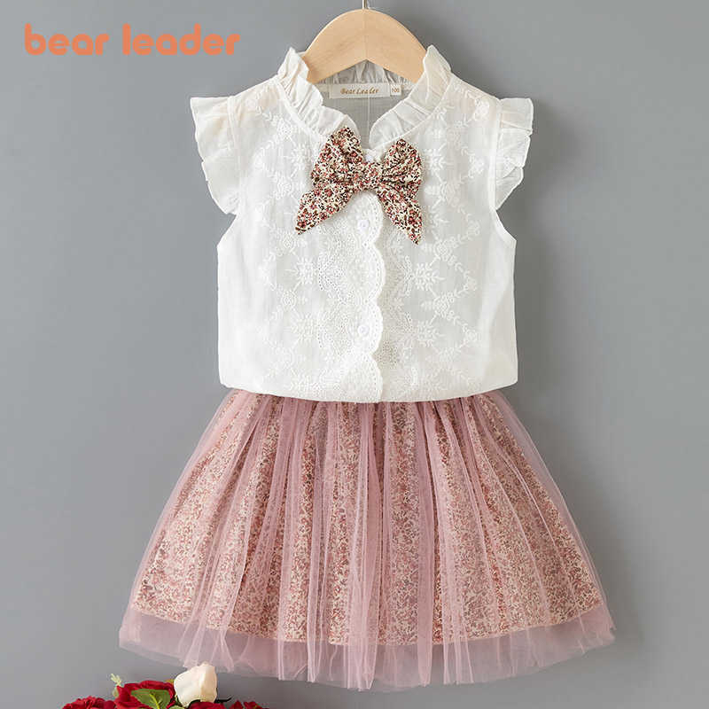 

Bear Leader Kids Girl Dresses Summer Girls Bow-knot Casual Dress Cute T-shirt and Dress Girls Leopard Children Clothing 3 7Y 210708, Ah026red