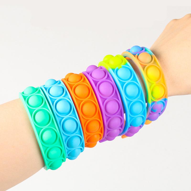 

Decompression Toy Bracelets Fidget Toys Pack for Kids favor Mini Simple Dimple Digit Push Bubble Popping Silicone Wristband Boy and Girl Sensory
