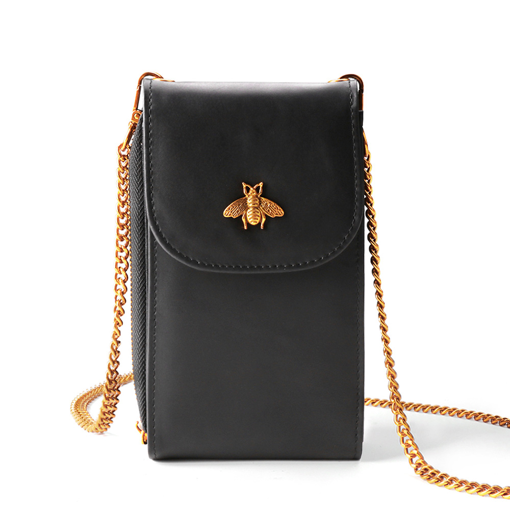 

Fashion Shoulder Messenger Cellphone Bag Genuine Leather Ladies Tote for Women Handbag, Black
