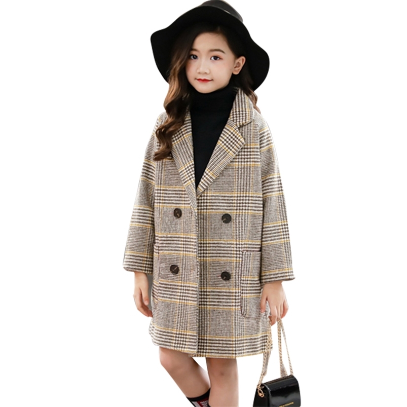 Girls Jacket Outerwear Plaid Pattern Girl Coat Thick Warm Children's Autumn Winter Clothes For 210527-image-702026343