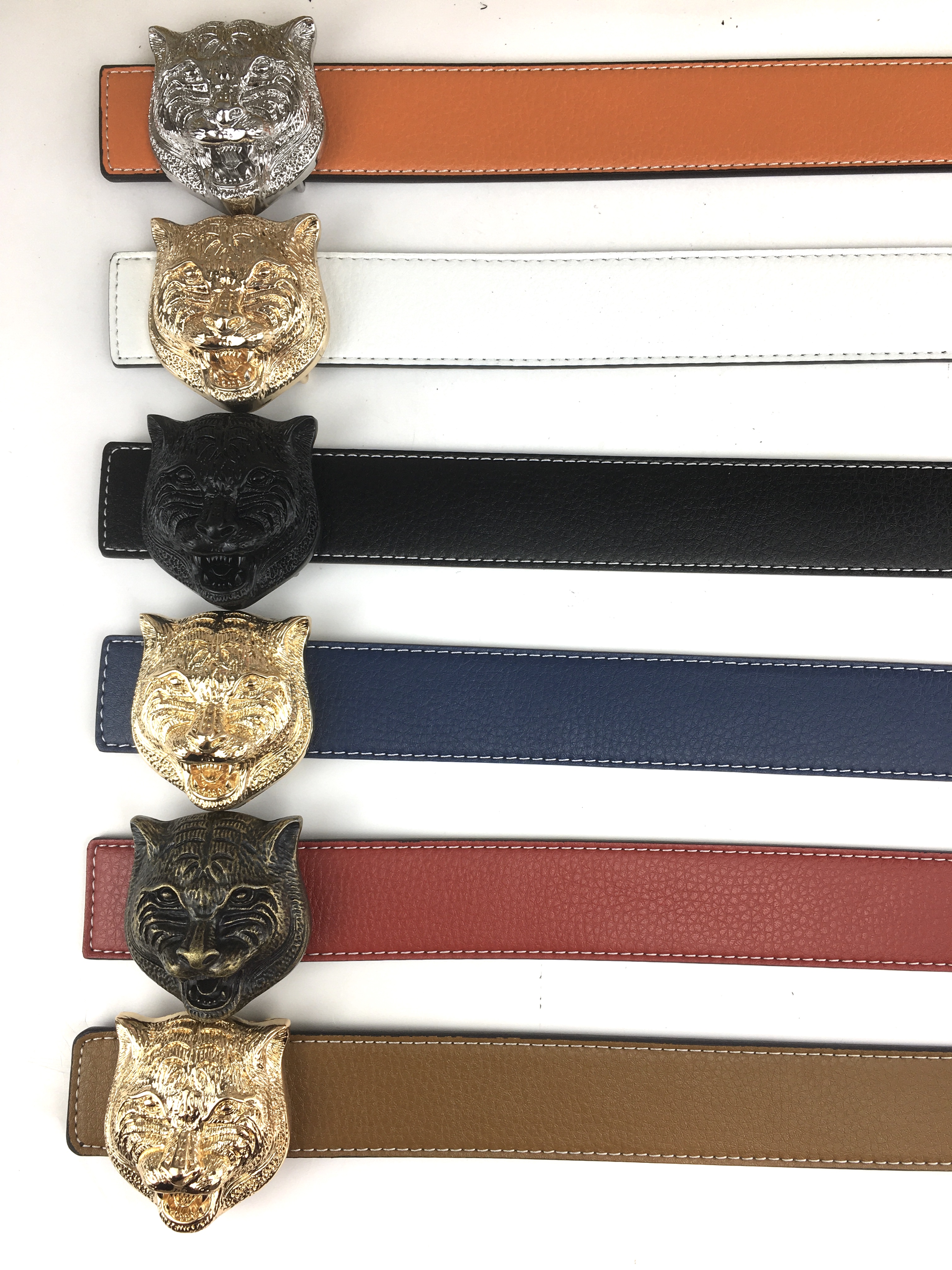 

Belt Brand Designer Belt Mens Senior Tiger Head Buckle Belts Fashion Men Belt Luxury Female Belts Leather Good Quality, Multi