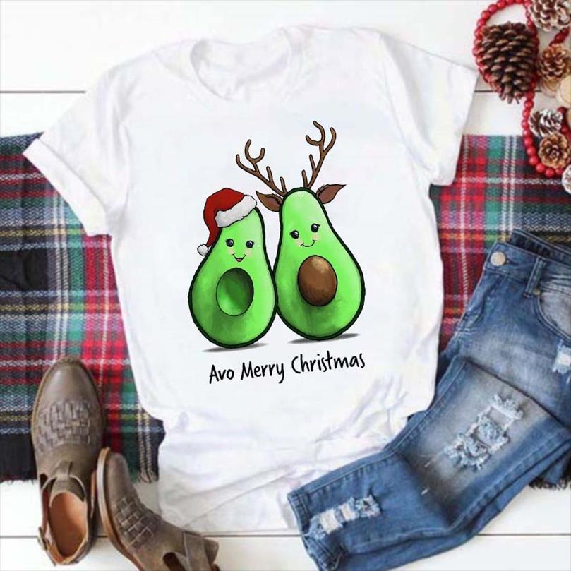 

maycaur men cartoon fashion mens t shirt avocado merry christmas print lady kawaii ladies graphic female tee, White;black