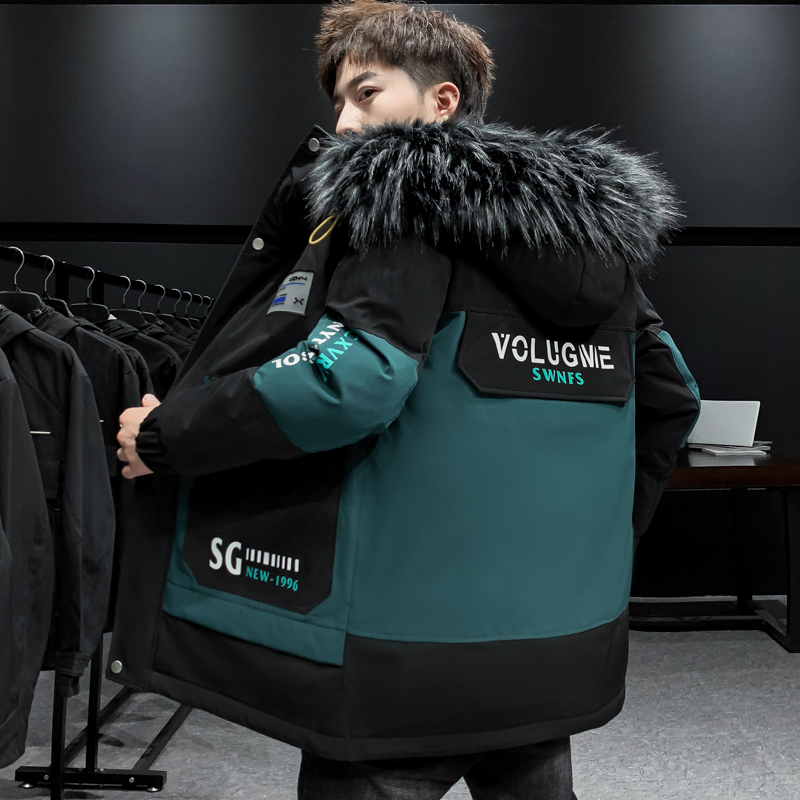 

2021 New Cotton Coat Men Hooded Warm Thickened Down Winter Solid High Quality Korea Fashion Jacket Youth Drop Shipping K747, Ivory