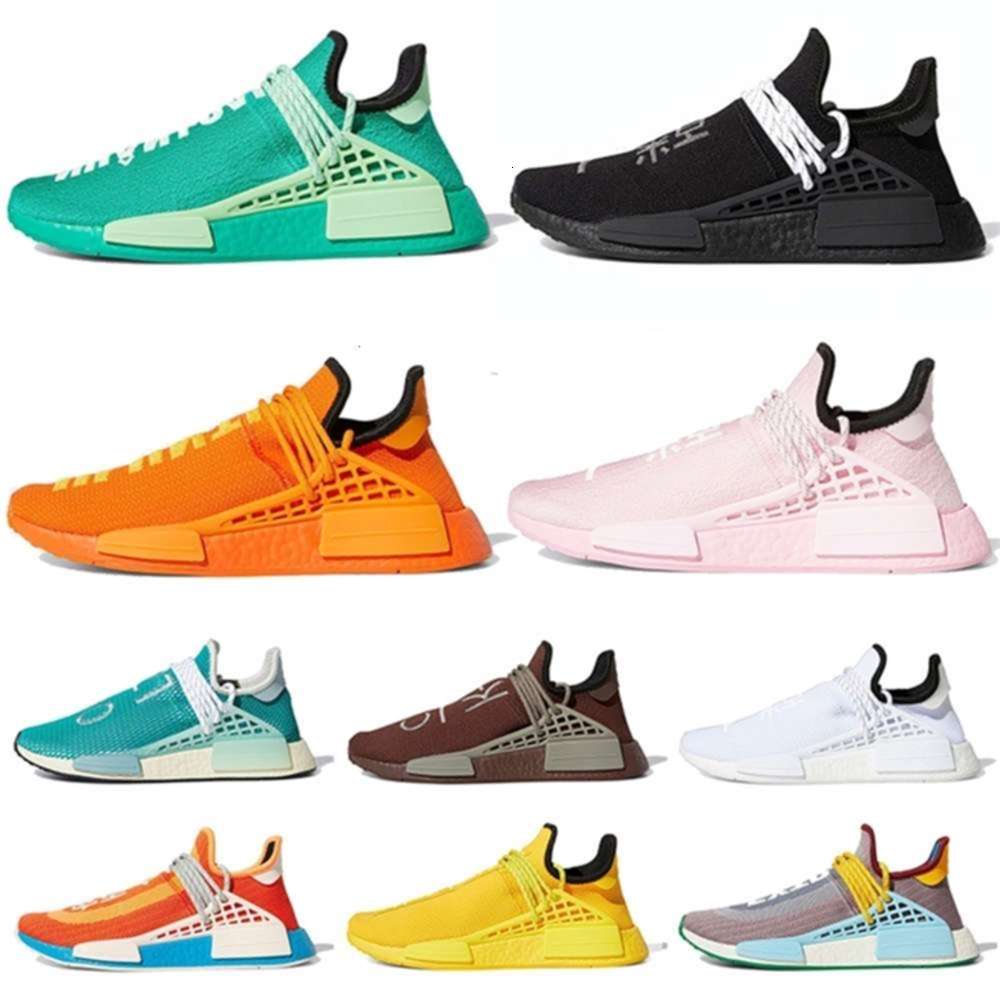 

36-47 Nmd Human Race Pharrell Williams Hu trail Mens Womens Fashion Primeknit Running Shoes Yellow Pink Red White Women Sports S tingfengt, D10 36-47