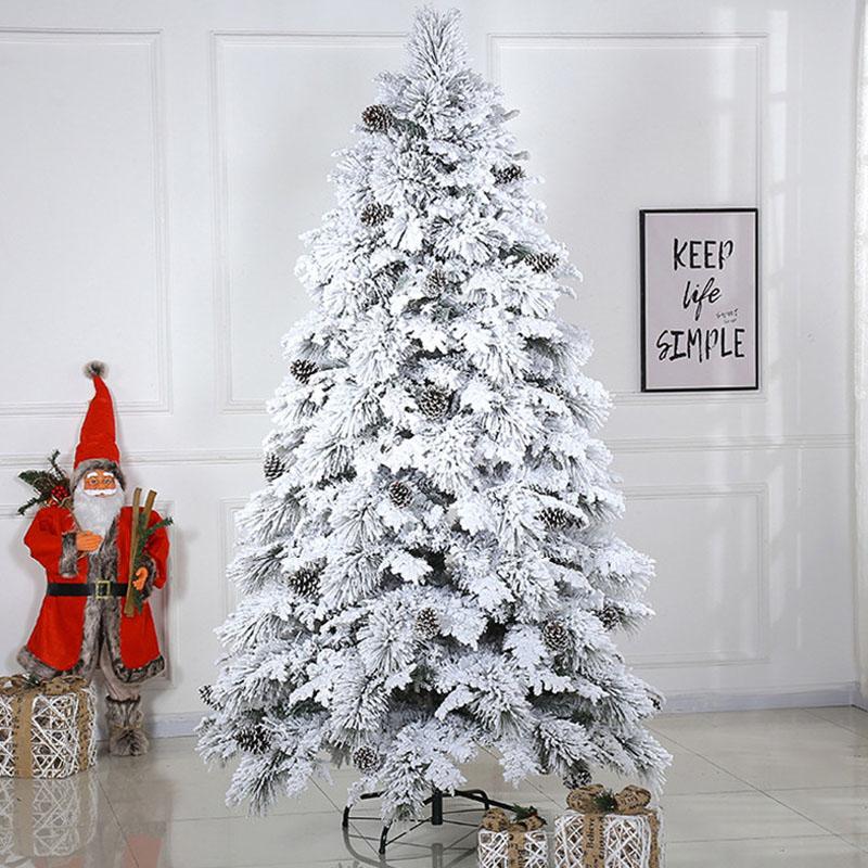 

Christmas Decorations White Flocking With Pine Cones PVC Mixed Tree Encrypted Artificial High Quality Holiday Party