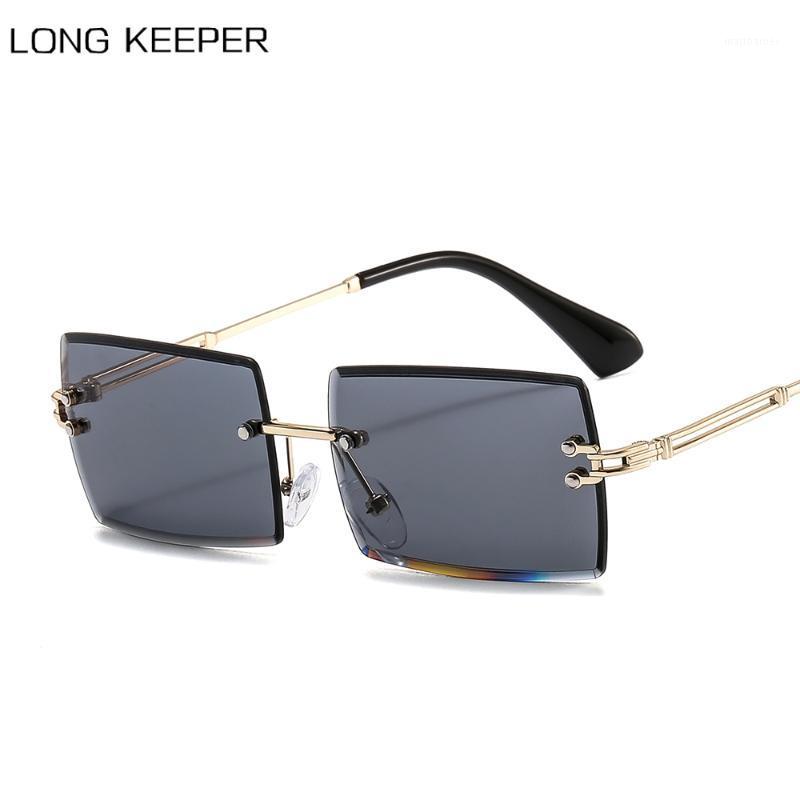 

Sunglasses 2021 Square Rimless Women Brand Fashion Alloy Frame Vintage Gradient Sun Glasses Female Shades UV400 Eyewear