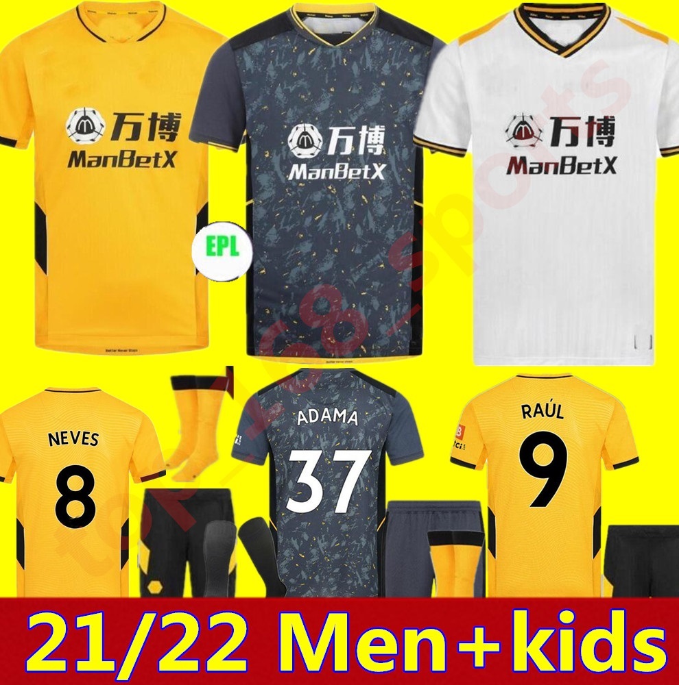 

21 22 Wolves soccer jerseys Wanderers 2021 2022 Home away 3rd NEVES RAUL Wolverhampton ADAMA FÁBIO SILVA PODENCE OTTO CUTRONE football shirt men + kids kit uniforms, Adult home
