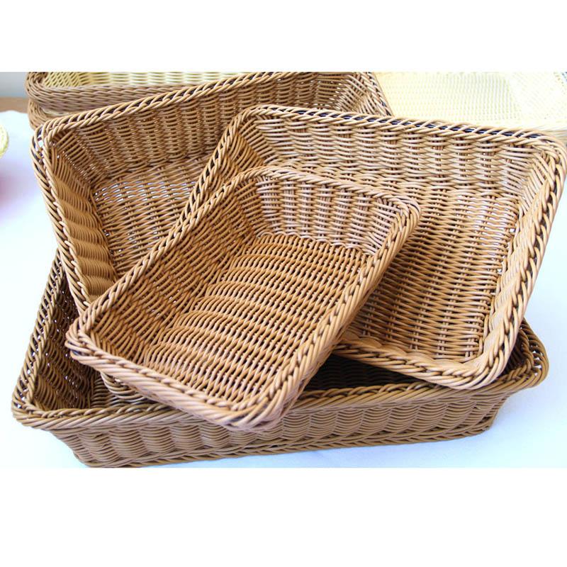 

Storage Baskets Wicker Rattan Basket Imitate Box Bin For Kitchen Items Woven Bread Food Picnic