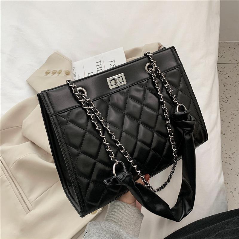 

Bag women 2021 new fashion Lingge embroidery chain Tote Bag