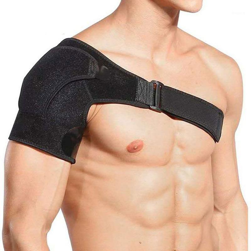 

Adjustable Back Support Shoulder Strap Single Shoulder Care Sports Bandage Support Mountaineering Prevent Sprains Sports Safety1, Black