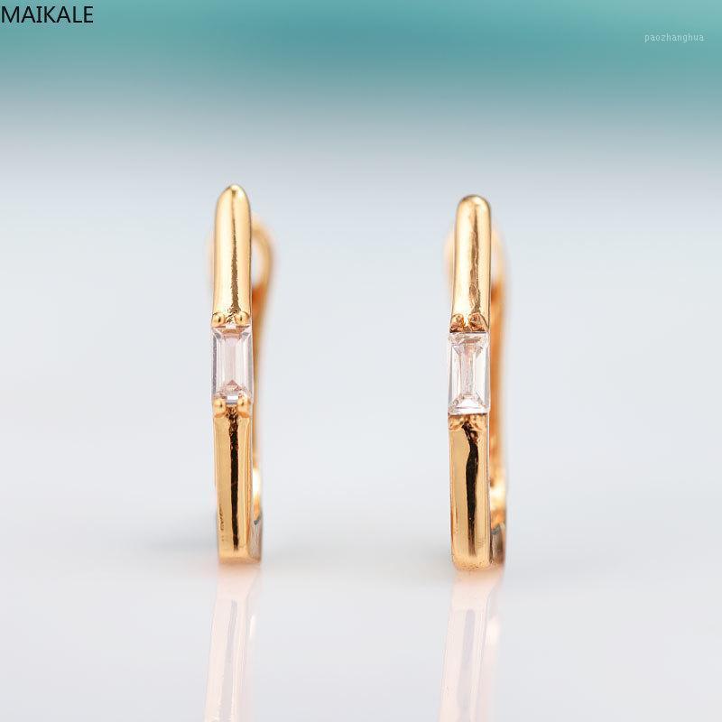 

Stud MAIKALE Trendy Geometric Earrings For Women Rectangle Cubic Zirconia Fine Jewelry Rose Gold Exquisite Gitf, Golden;silver