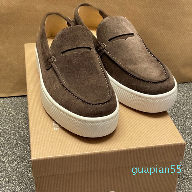 

Women Casual Dress shoes Men's Suede Handmade shoe Brand red bottom loafer platform soles slip one Paqueboat flat luxury designer with box