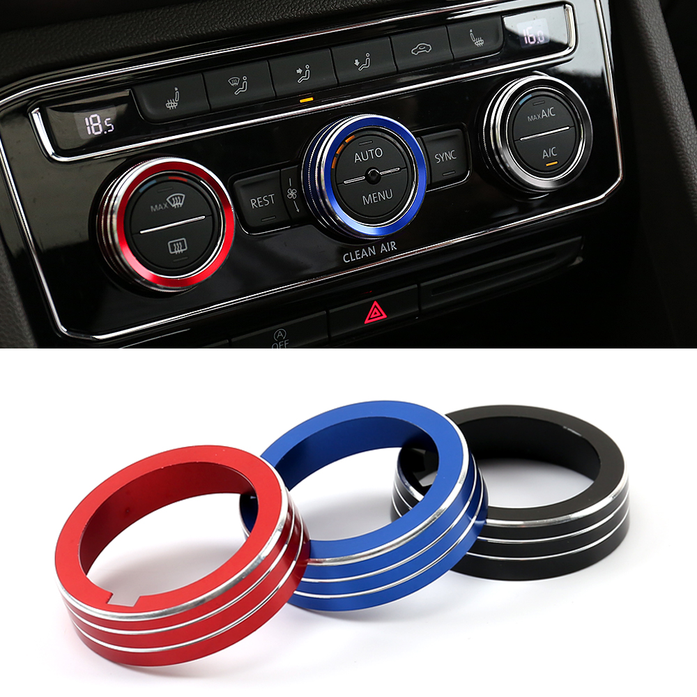 

Car Accessories Aluminum Alloy Center A/C Switch Knob Frame Trim Cover Interior Decoration for VW Volkswagen T-Roc 2017-2020