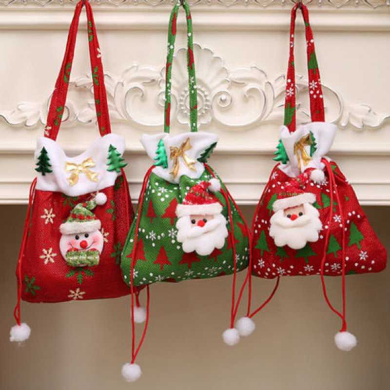 

Christmas Decorations Gift Handbag Drawstring Candy Bag Merry Sweet Bags Present Home Party Xmas Decoration