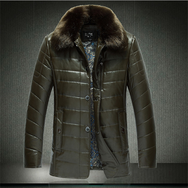 

2021 New Winter Raccoon Fur Men's Collar Man Mens Jackets Waterproof Jacket Men Leather Coat 2xl Abrigo Hombre Wxf562 90nm, Black