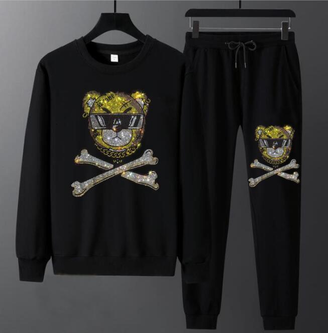 

2021 New Casual Fashion European and American Style Diamond Stone Tracksuit Men's Long Sleeve Suit Ur3s, Color as shown