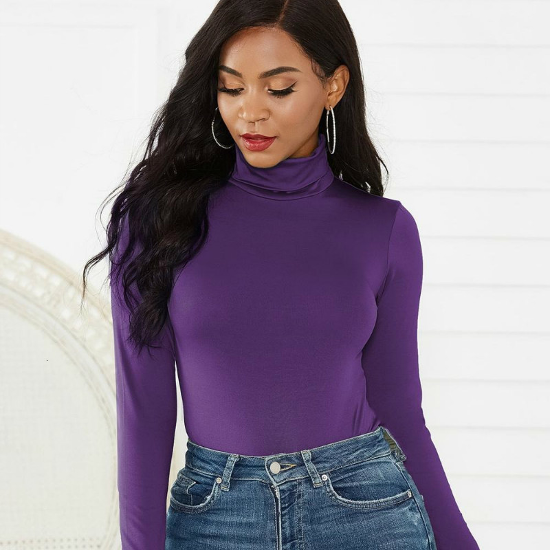 

2021 New Long Sleeve Women Sexy Bodysuit Autumn Winter Female Mock Neck Warm Clothes Slim Fit Fashion Solid Body Suit 12 Colors 2vew, Blue