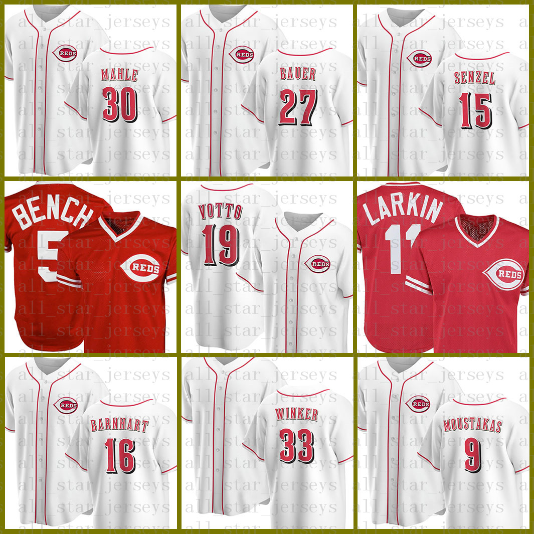

19 Joey Votto Cincinnati Custom Reds Baseball Jersey Johnny Bench Barry Larkin Matt Kemp Ken Griffey Jr Nick Senzel Tucker Barnhart Ivory, Blue;black