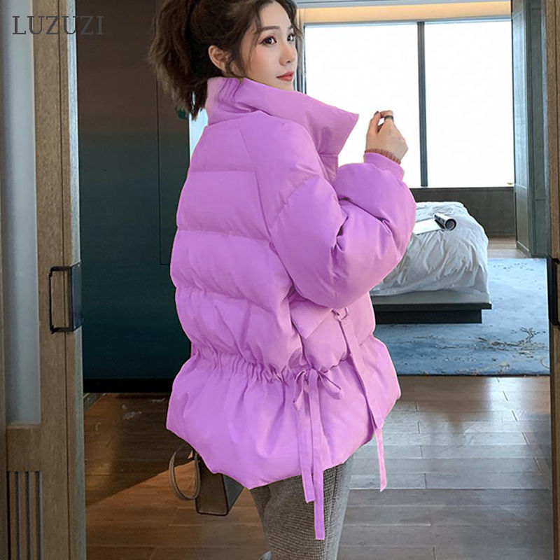 

2021 New Fashion Elegant Purple Winter Parkas Women Coat Thick Warm Down Outerwear Cotton Padded Female Jacket 65ac, Black