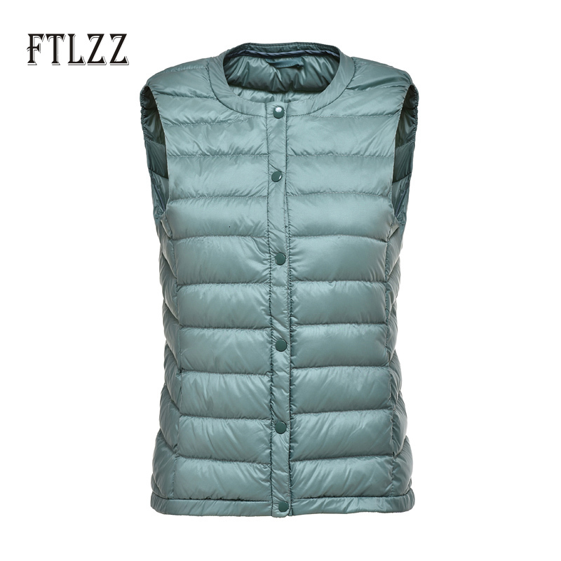 

2021 New Autumn Winter White Jacket Women Ultra Light Duck Down Parkas Female Casua Warm Sleeveless Vest Waistcoat Numy, Black