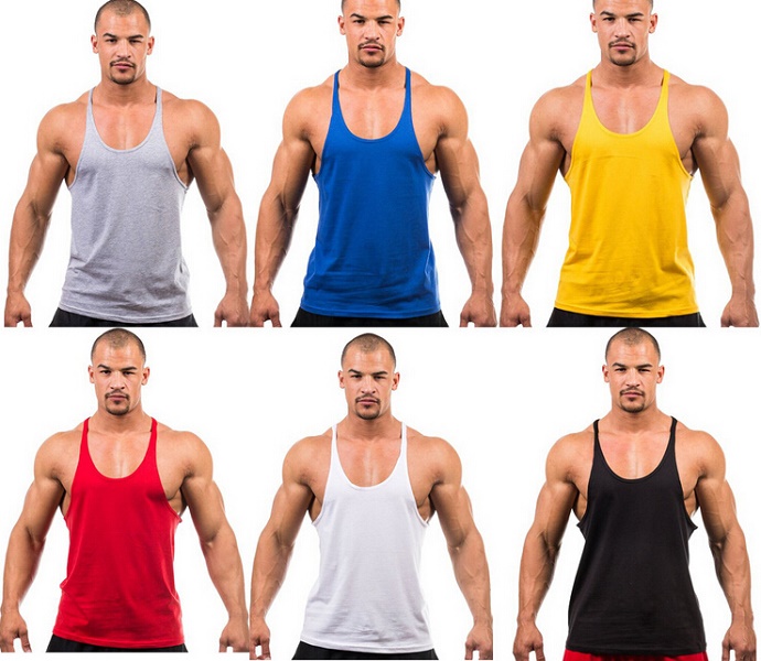 

Wholesale Cotton Gym Tank Top Mens Bodybuilding Stringer Tops Undershirt Fitness Vest Muscle Sleeveless Singlet Racerback Top, Beige