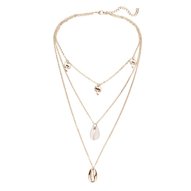 

Chains Tree Necklace Beads Multilayered Shell Metal Ladies Jewelry Coconut Simple Necklaces & Pendants, Silver