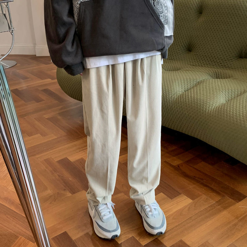 

2021 New Spring Corduroy Men's Fashion Retro Casual Wide-leg Men Streetwear Korean Loose Straight Pants Mens Trousers -2xl Trvm, Khaki