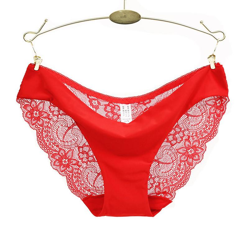 

Women's Panties Invisible Underwear Spandex Crotch Intimate Women Sexy Lace Ladies Seamless Pantys Underpants Plus Size Lingerie, Black;pink