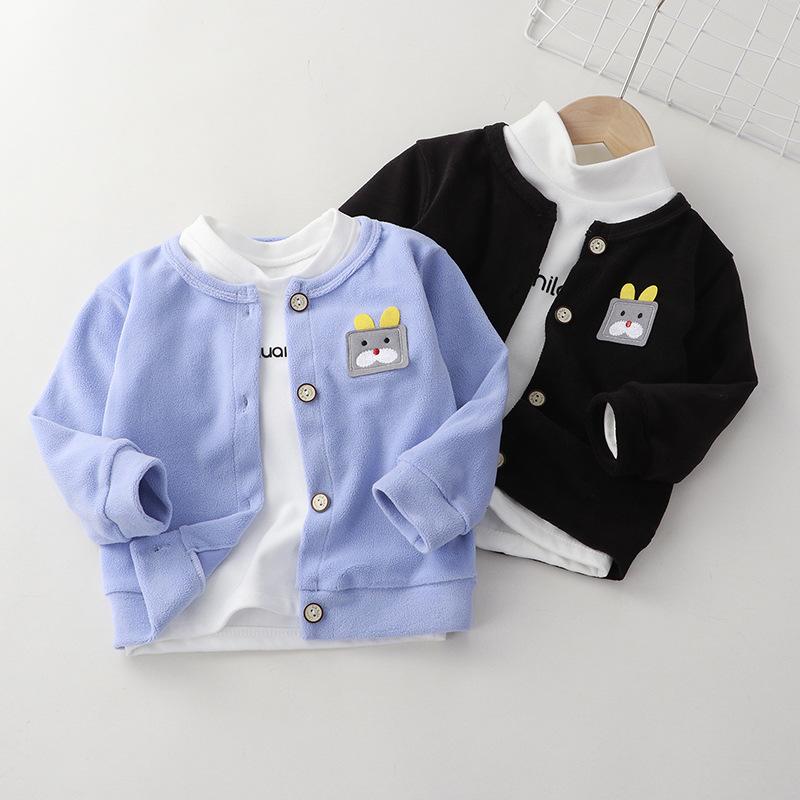 

Jackets Autumn And Winter Cardigan Coat Baby Solid Color Warm Korean Version Foreign Children's Wholesale Clothes, Blue;gray