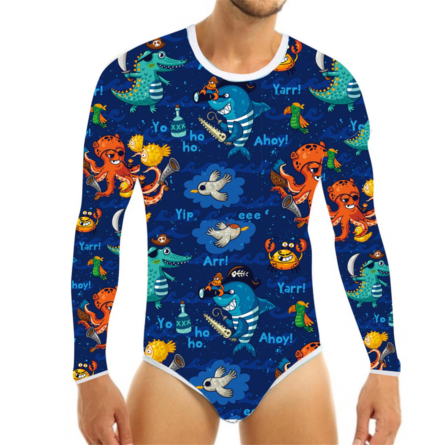 

Cute Long Sleeve ABDL Onesie Baby Diaper Lover (ABDL) Button Crotch Romper Bodysuit Blue, Black;white