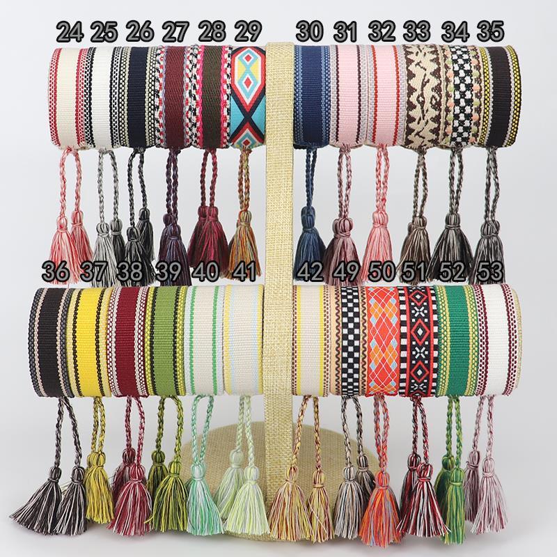 

Vintage Handmade Tassel Letter Embroidery Charm Bracelet Woven Wide Braided Bracelets for Women Gifts Friendship Bohemia Jewelry