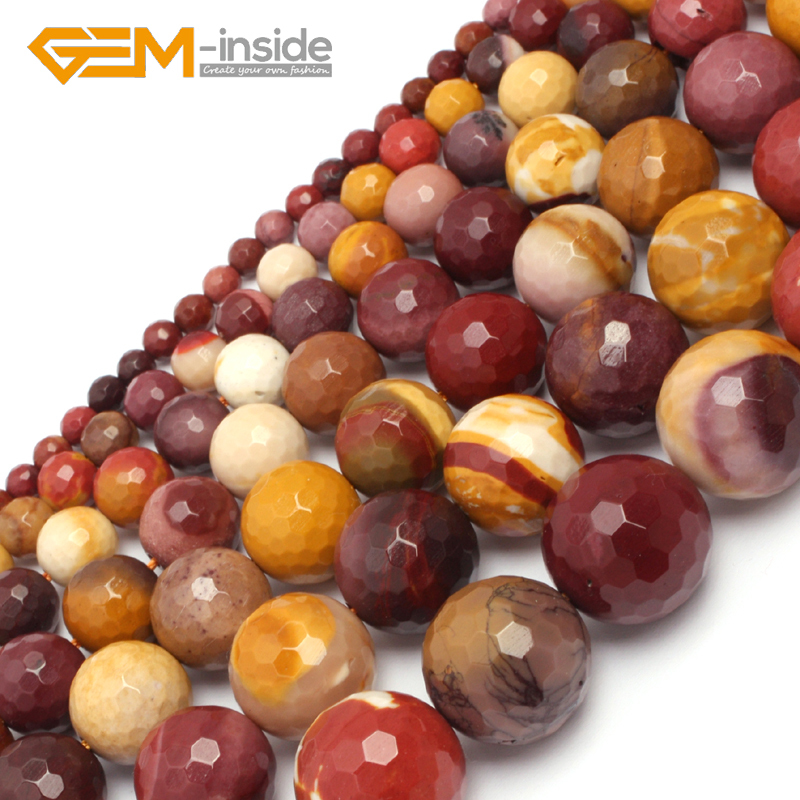 

Faceted Mookaite Jasper Natural Round Stone Loose Beads For Jewelry Making Beads DIY Creative Gifts 15" Strand Wholesale Q0531