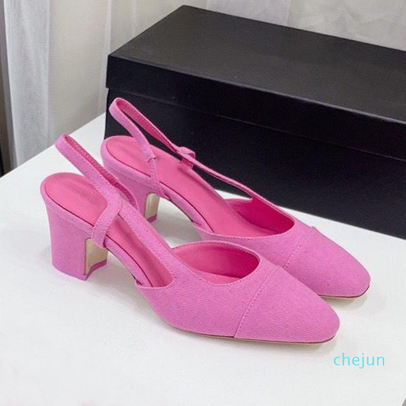 

Designer- Summer women's sandals leather fashion office shoes metal buckle thick heel designer style elegant high heels, Rose red high heels