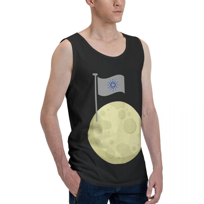 

Men' Tank Tops Cardano Flag On Moon Top Shirt Ada Vest Men Set Humor Graphic Quality Sleeveless Garment, White;black