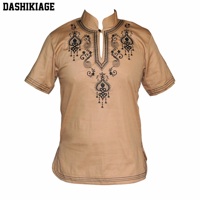 

Dashikiage Embroidered African Men's Hippie Vintage Top Haute Tribal Blouse Dashiki Nigerian Native Ankara T-shirt 210721, Navy blue