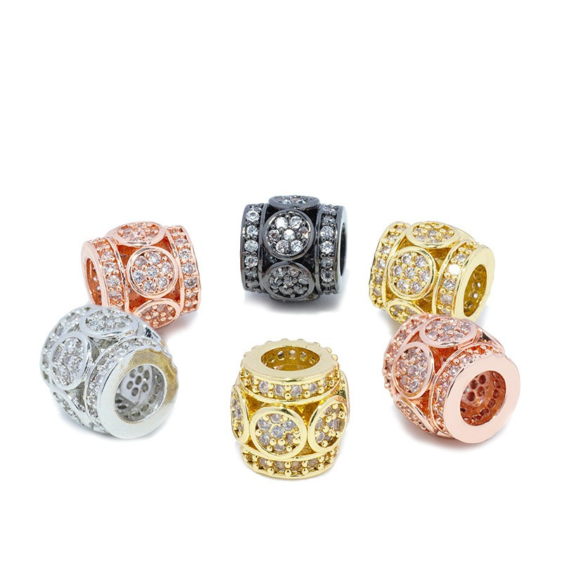 

Wholesale Big Hole Micro Pave Copper Hollow Cylinder Charm Beads for DIY Jewelry Making