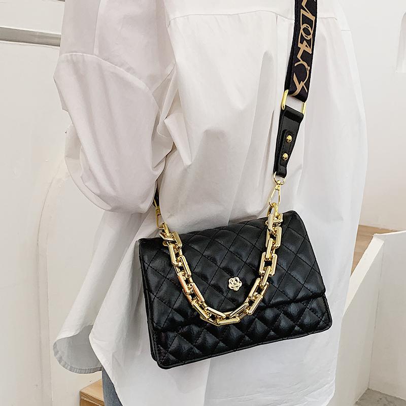 

Women Pu Leather Chain Handbags Shoulder Bags High Quality Ladies Crossbody Bags for Women Fashion Female Messenger Tote Bag New, Black